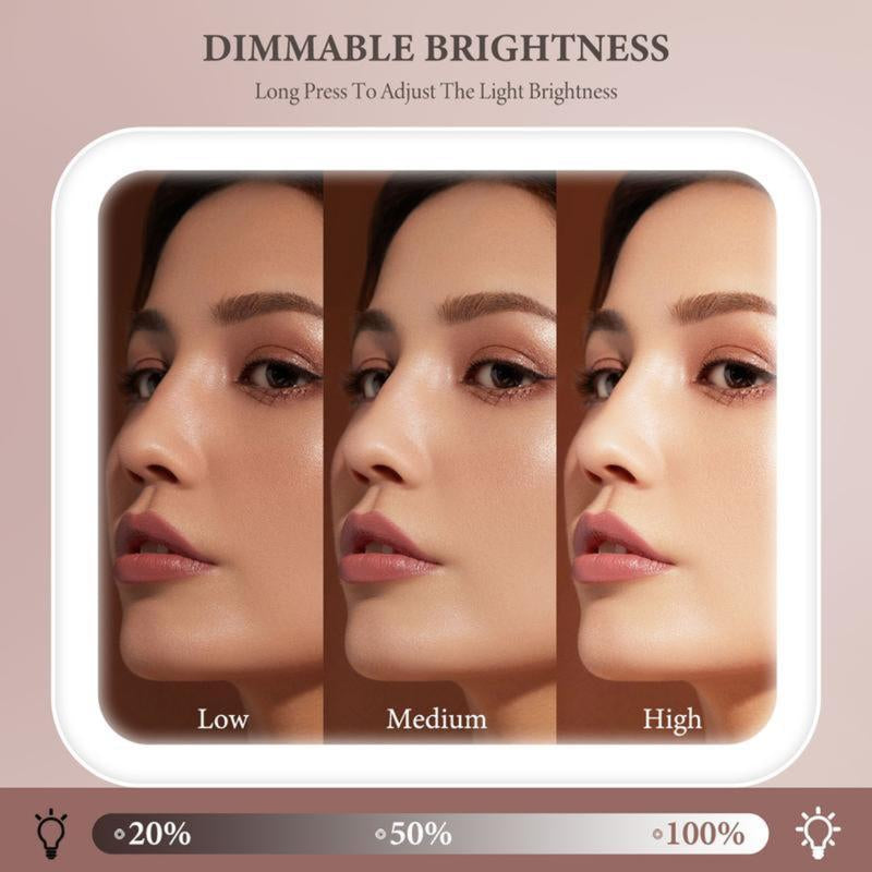 10X Magnifying Detachable Travel Makeup Bag with Mirror of LED Lighted, Adjustable Dividers Makeup Train Case