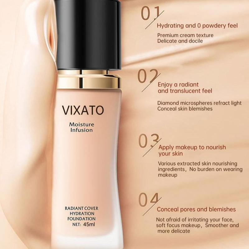Vixato Flawless Foundation :#LIVE 24H Oil Control & Hydrating Serum Formula | All Skin Types, Medium Coverage, Lightweight & Non-Comedogenic Concealer Foundation