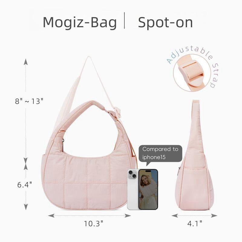 Small Puffer Crescent Shoulder Bag Quilted Purse Forwomen Nylon Handbag with Adjustable Strap Girl Gifttravel Dating Springtok