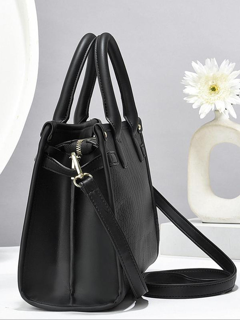 Women'S Fashionable Crocodile Embossed Handbag & Clutch Bag & Wallet, Casual Versatile Large Capacity Tote Bag Set, Trendy High-Quality Daily Commuting Bag Set