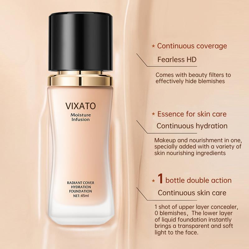 Vixato Flawless Foundation :#LIVE 24H Oil Control & Hydrating Serum Formula | All Skin Types, Medium Coverage, Lightweight & Non-Comedogenic Concealer Foundation