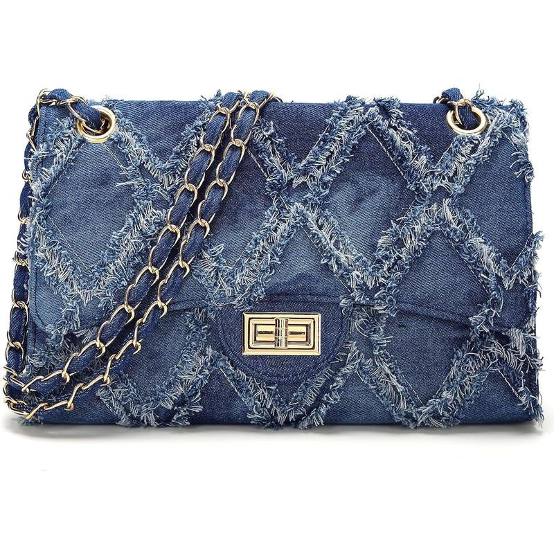 Quilted Leather Crossbody Bags for Women Trendy Ladies Shoulder Purse Satchel Handbag with Chain Strap