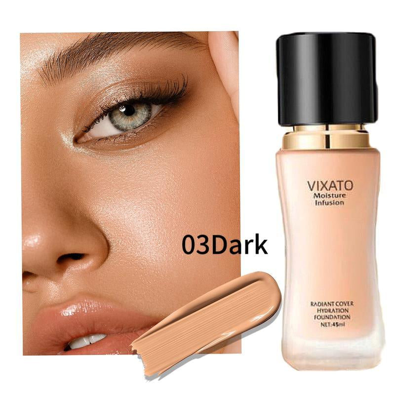 Vixato Flawless Foundation :#LIVE 24H Oil Control & Hydrating Serum Formula | All Skin Types, Medium Coverage, Lightweight & Non-Comedogenic Concealer Foundation