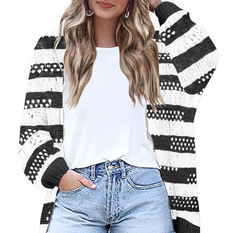 HOTOUCH Lightweight Crochet Cardigan for Women Long Sleeve Open Front Knit Oversized Wear Womenswear Beach Elegant Fashion Solid Matching