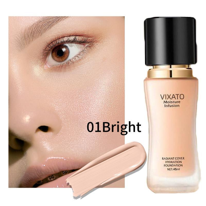 Vixato Flawless Foundation ：#LIVE 24H Oil Control & Hydrating Serum Formula | All Skin Types, Medium Coverage, Lightweight & Non-Comedogenic Concealer Foundation