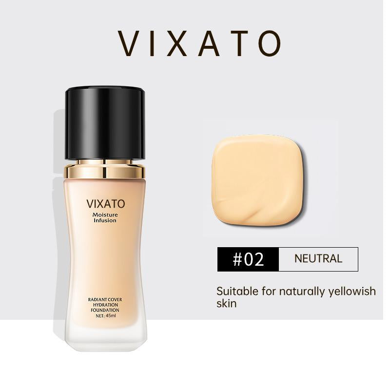 Vixato Flawless Foundation ：#LIVE 24H Oil Control & Hydrating Serum Formula | All Skin Types, Medium Coverage, Lightweight & Non-Comedogenic Concealer Foundation
