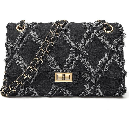 Quilted Leather Crossbody Bags for Women Trendy Ladies Shoulder Purse Satchel Handbag with Chain Strap
