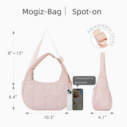 Small Puffer Crescent Shoulder Bag Quilted Purse Forwomen Nylon Handbag with Adjustable Strap Girl Gifttravel Dating Springtok