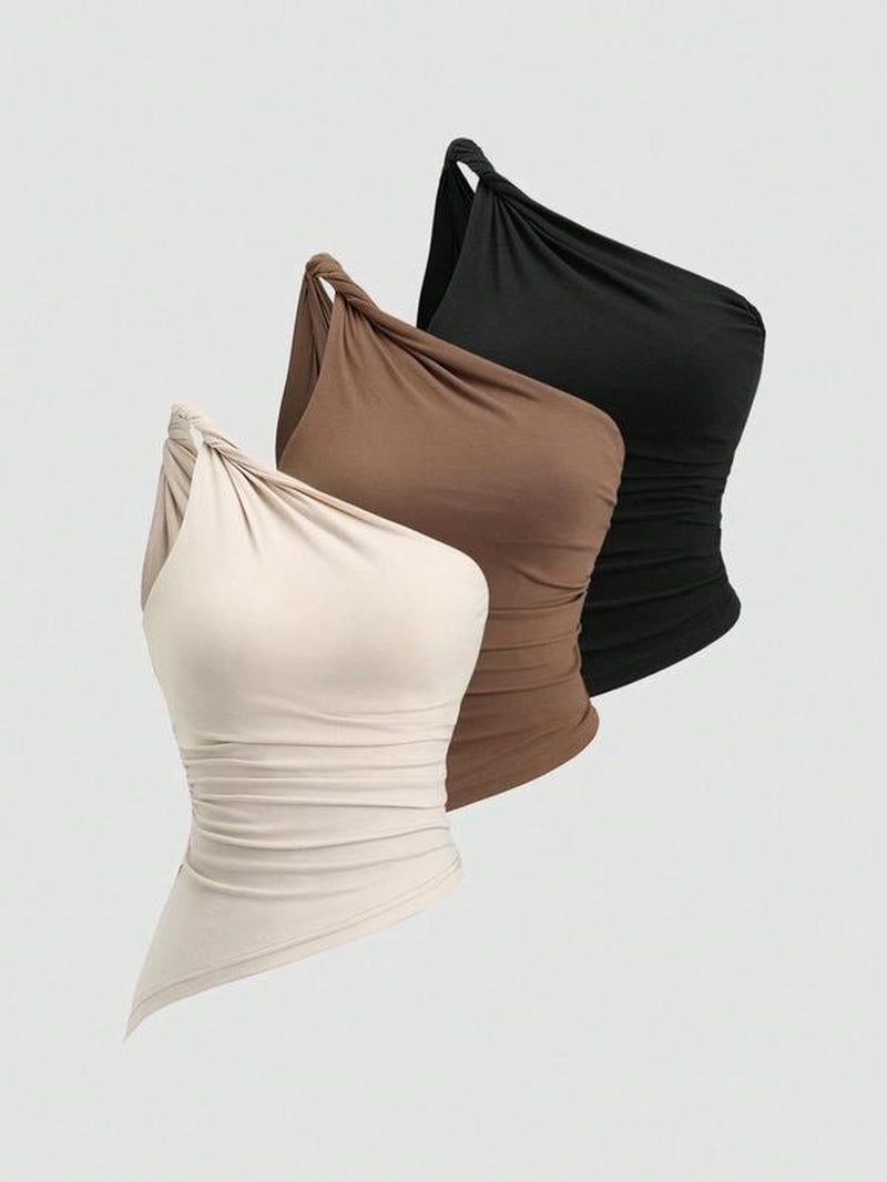 Women'S Solid Color Top, Slim Fit Casual Sleeveless Top for Daily Wear, Ladies Skinny Clothes for Summer, Womenswear, Tank Tops