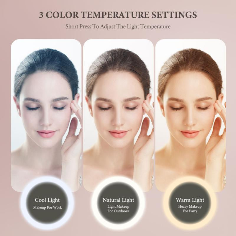 10X Magnifying Detachable Travel Makeup Bag with Mirror of LED Lighted, Adjustable Dividers Makeup Train Case