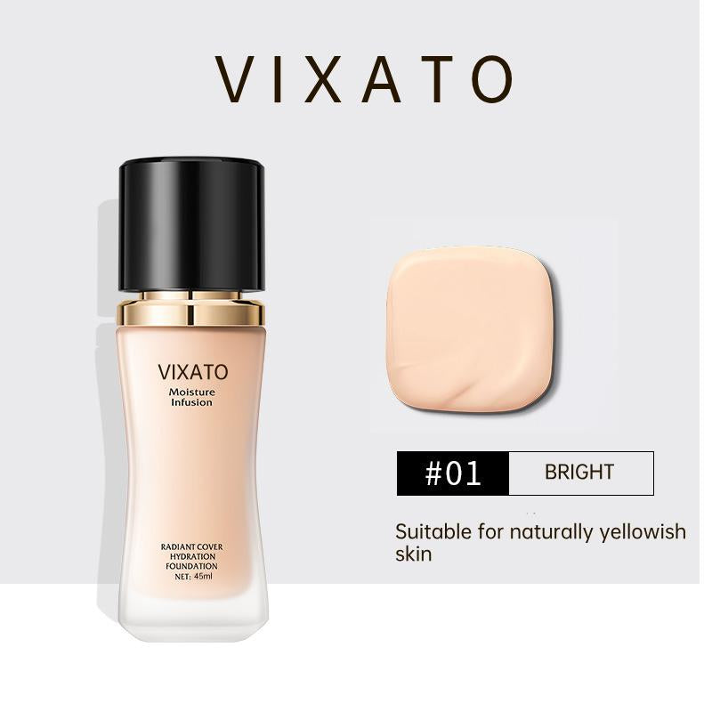Vixato Flawless Foundation ：#LIVE 24H Oil Control & Hydrating Serum Formula | All Skin Types, Medium Coverage, Lightweight & Non-Comedogenic Concealer Foundation