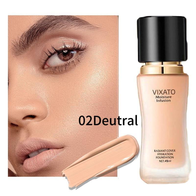 Vixato Flawless Foundation ：#LIVE 24H Oil Control & Hydrating Serum Formula | All Skin Types, Medium Coverage, Lightweight & Non-Comedogenic Concealer Foundation