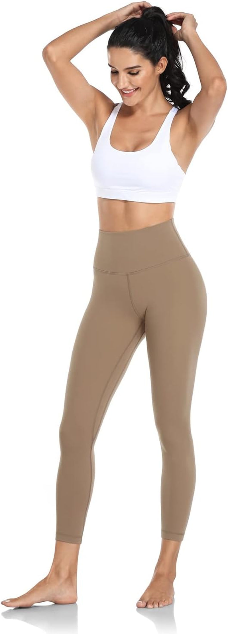 Essential/Pure&Plain 7/8 Leggings, High Waisted Compression Soft Pants Workout Athletic Yoga Pants 25"