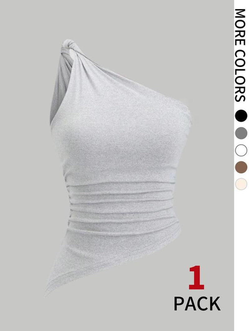 Women'S Solid Color Top, Slim Fit Casual Sleeveless Top for Daily Wear, Ladies Skinny Clothes for Summer, Womenswear, Tank Tops