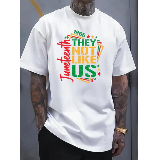 They Not like Us Juneteenth Independence Day Summer Fashion Men'S Casual Graphic T-Shirts, Fitness Wear - round Neck Short Sleeve Printed Top, Fishing T-Shirts - Comfortable, Breathable, for Daily Wear and Outdoors