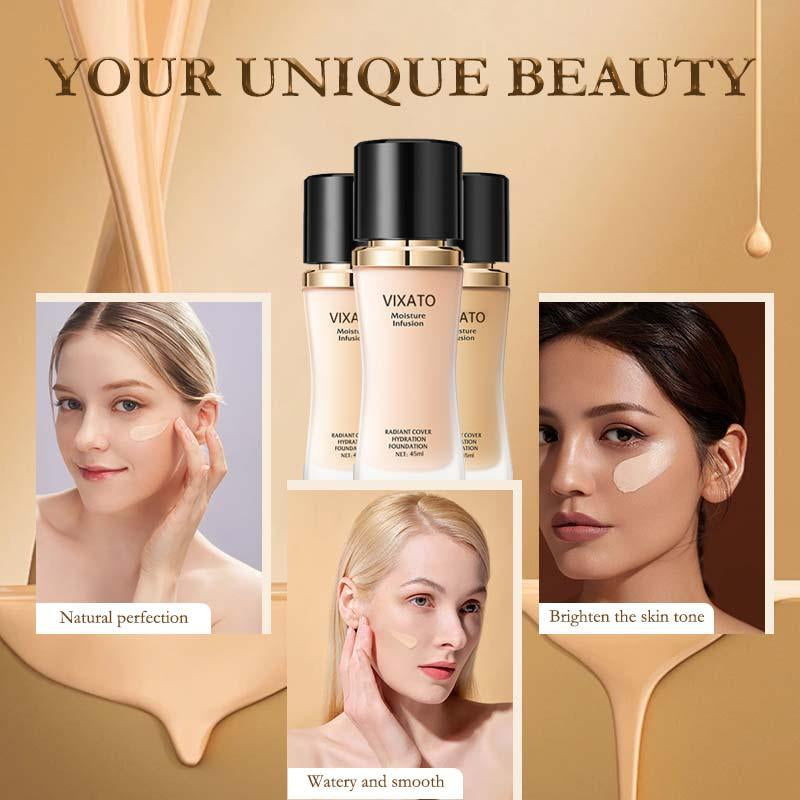 Vixato Flawless Foundation ：#LIVE 24H Oil Control & Hydrating Serum Formula | All Skin Types, Medium Coverage, Lightweight & Non-Comedogenic Concealer Foundation