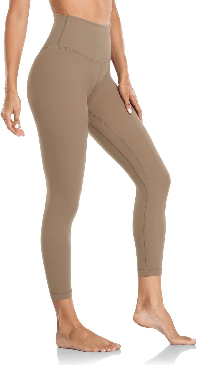 Essential/Pure&Plain 7/8 Leggings, High Waisted Compression Soft Pants Workout Athletic Yoga Pants 25"