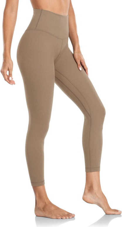 Essential/Pure&Plain 7/8 Leggings, High Waisted Compression Soft Pants Workout Athletic Yoga Pants 25"