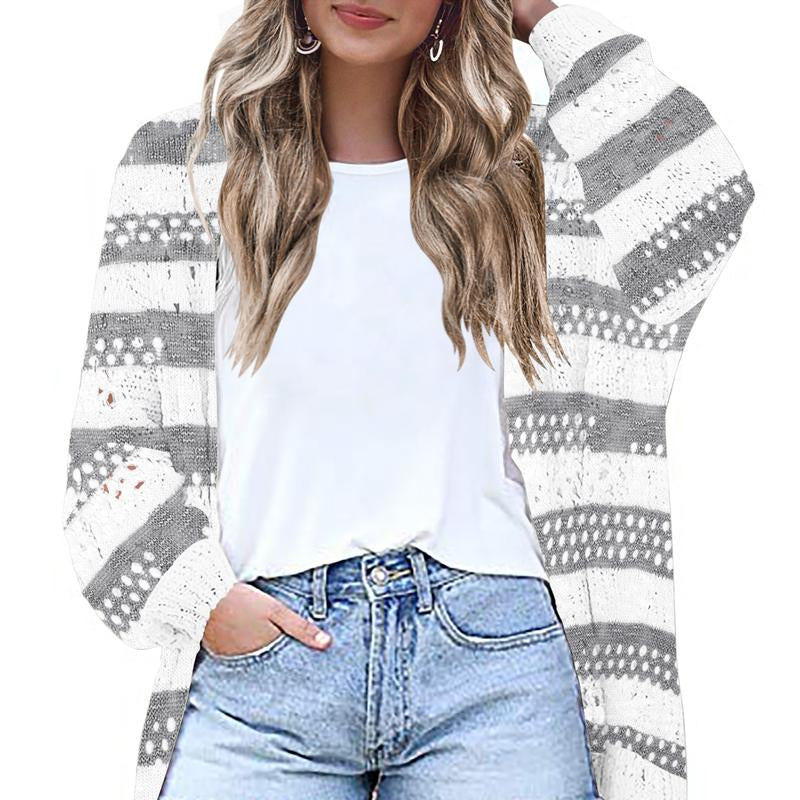 HOTOUCH Lightweight Crochet Cardigan for Women Long Sleeve Open Front Knit Oversized Wear Womenswear Beach Elegant Fashion Solid Matching