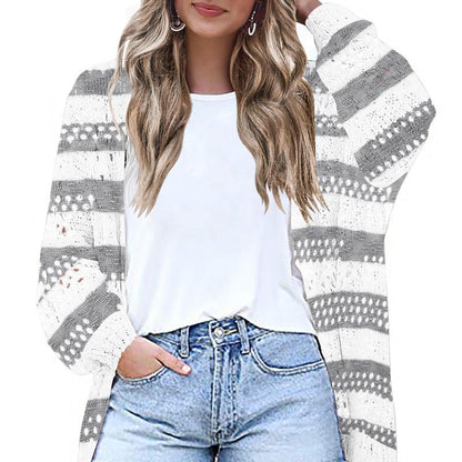 HOTOUCH Lightweight Crochet Cardigan for Women Long Sleeve Open Front Knit Oversized Wear Womenswear Beach Elegant Fashion Solid Matching