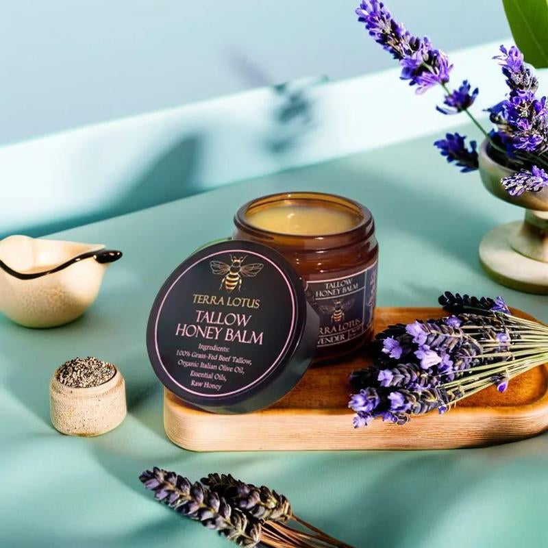 Beef Tallow Balm with Raw Honey - Moisturizing Cream for Soft, Smooth Skin - Handmade All-Natural Moisturizer (2 Oz, Unscented)