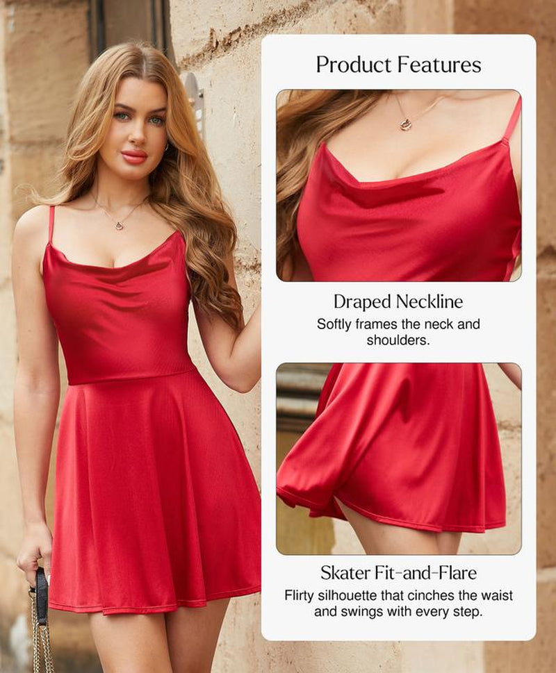 Popilush Shapewear Summer Cocktail Dress Built-In Bra Tummy Control Mini