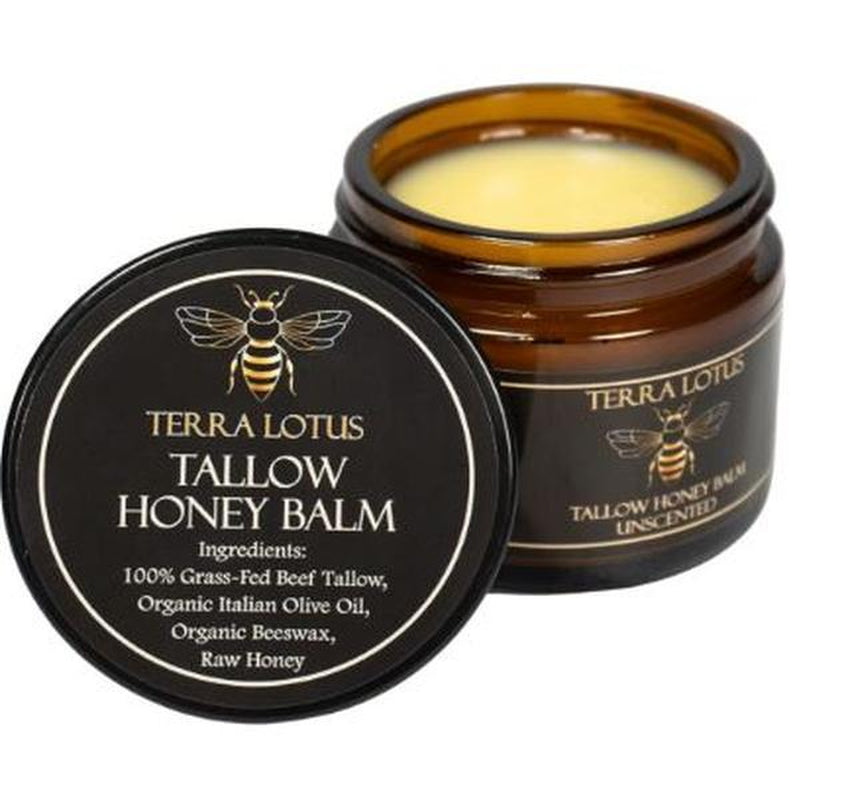 Beef Tallow Balm with Raw Honey - Moisturizing Cream for Soft, Smooth Skin - Handmade All-Natural Moisturizer (2 Oz, Unscented)