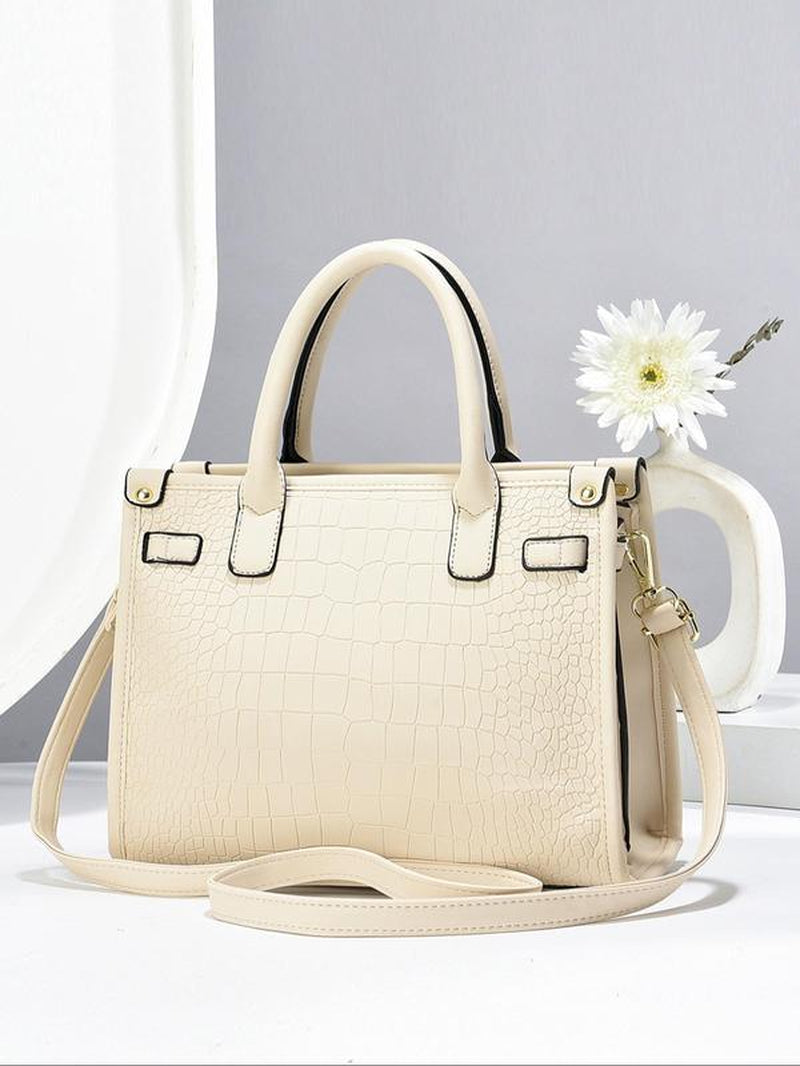 Women'S Fashionable Crocodile Embossed Handbag & Clutch Bag & Wallet, Casual Versatile Large Capacity Tote Bag Set, Trendy High-Quality Daily Commuting Bag Set