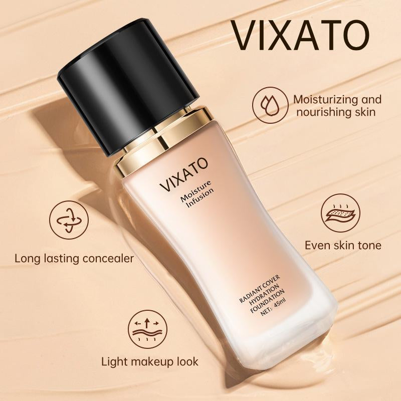 Vixato Flawless Foundation ：#LIVE 24H Oil Control & Hydrating Serum Formula | All Skin Types, Medium Coverage, Lightweight & Non-Comedogenic Concealer Foundation