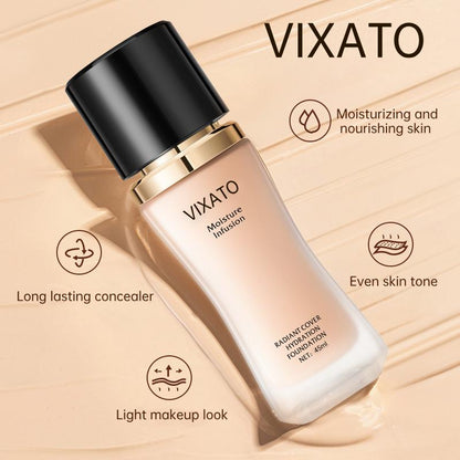 Vixato Flawless Foundation ：#LIVE 24H Oil Control & Hydrating Serum Formula | All Skin Types, Medium Coverage, Lightweight & Non-Comedogenic Concealer Foundation