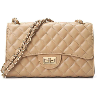 Quilted Leather Crossbody Bags for Women Trendy Ladies Shoulder Purse Satchel Handbag with Chain Strap