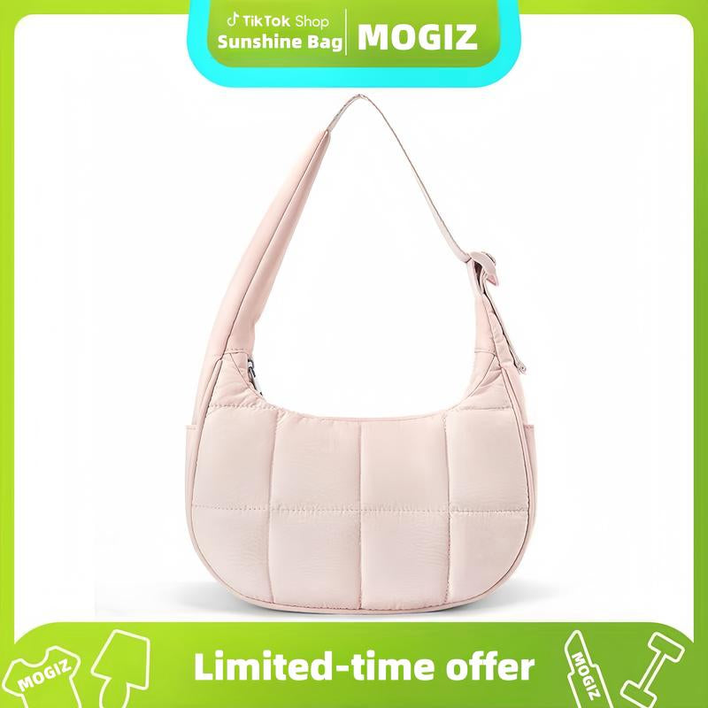 Small Puffer Crescent Shoulder Bag Quilted Purse Forwomen Nylon Handbag with Adjustable Strap Girl Gifttravel Dating Springtok