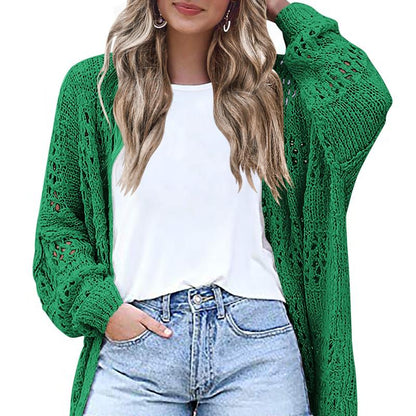 HOTOUCH Lightweight Crochet Cardigan for Women Long Sleeve Open Front Knit Oversized Wear Womenswear Beach Elegant Fashion Solid Matching