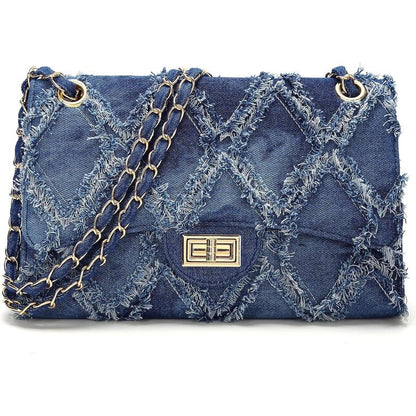 Quilted Leather Crossbody Bags for Women Trendy Ladies Shoulder Purse Satchel Handbag with Chain Strap