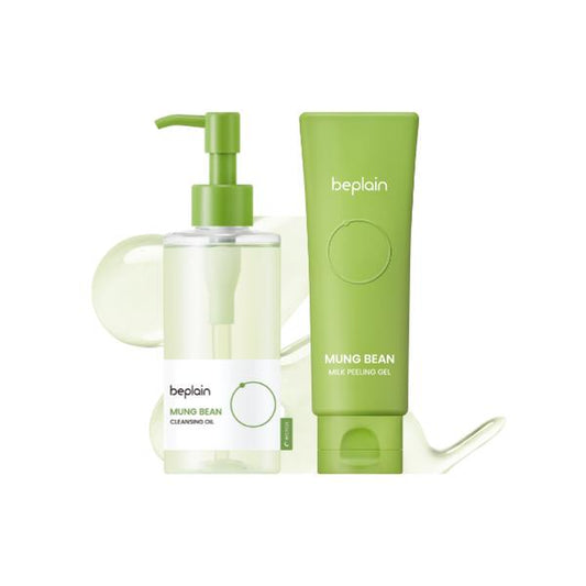 [Beplain Official] Korea'S No.1 Mung Bean Smooth & Clear Duo (Cleansing Oil 200Ml & Peeling Gel 120Ml) | Gentle Exfoliation for Radiant, Smooth Skin Texture