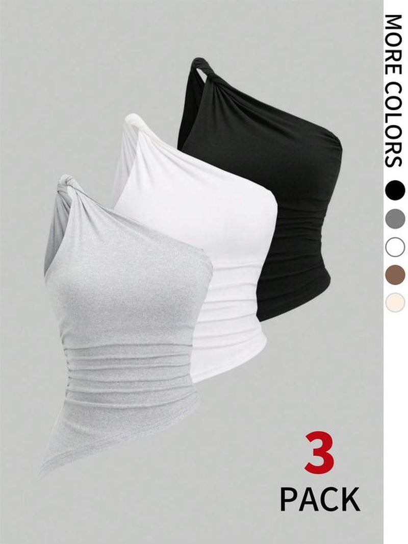 Women'S Solid Color Top, Slim Fit Casual Sleeveless Top for Daily Wear, Ladies Skinny Clothes for Summer, Womenswear, Tank Tops